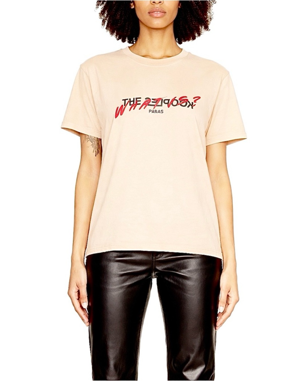 The Kooples Paris Graphic T-Shirt Red Black Design Front Text on Back Size 3